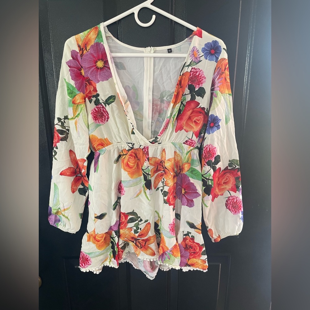 Long sleeve floral romper